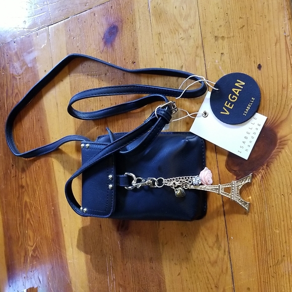 Isabelle Handbag Black Vegan Crossbody - Picture 1 of 11